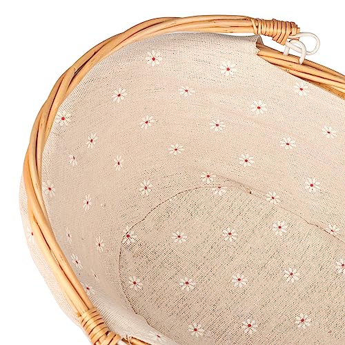 2 Pack Medium Size Wicker Basket with Handle, 12.6x9x4.7 inch Wicker Picnic Basket with Liner, Empty Gift Basket, Oval Willow Woven Basket for Fruit, Candy, Gathering, Wedding, Picnic, by,GNIEMCKIN - Thumbnail 4
