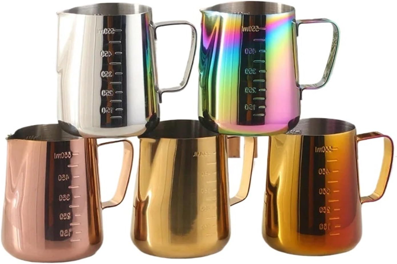 milk frothing pitcher, 350/550ml Espresso Coffee Pull Flower Milk Mugs Cup Stainless Steel Craft Latte Art Jug Pitcher Mug,for coffee machines(550ml phantom Red)