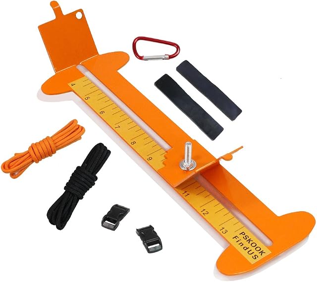 PSKOOK Paracord Bracelet Jig Kit Adjustable Length Metal Weaving DIY Craft Maker Tool 4" to 13" with Parachute Cord and Buckles(Orange)