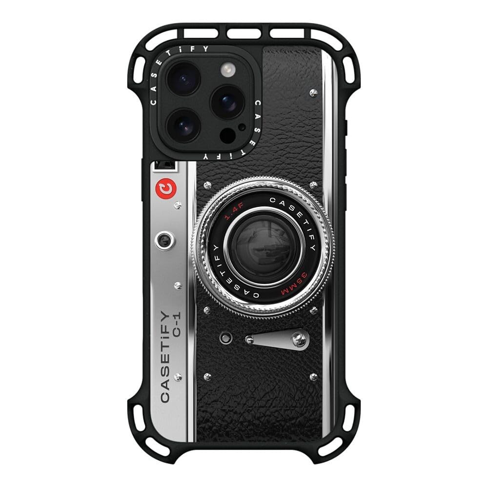 CASETiFY Funda para iPhone 16 Pro Max - Ultra Bounce compatible con MagSafe | A prueba de golpes | 10 m. Protección contra caídas de grado militar 10X | Funda para cámara - Clásica | Negro
