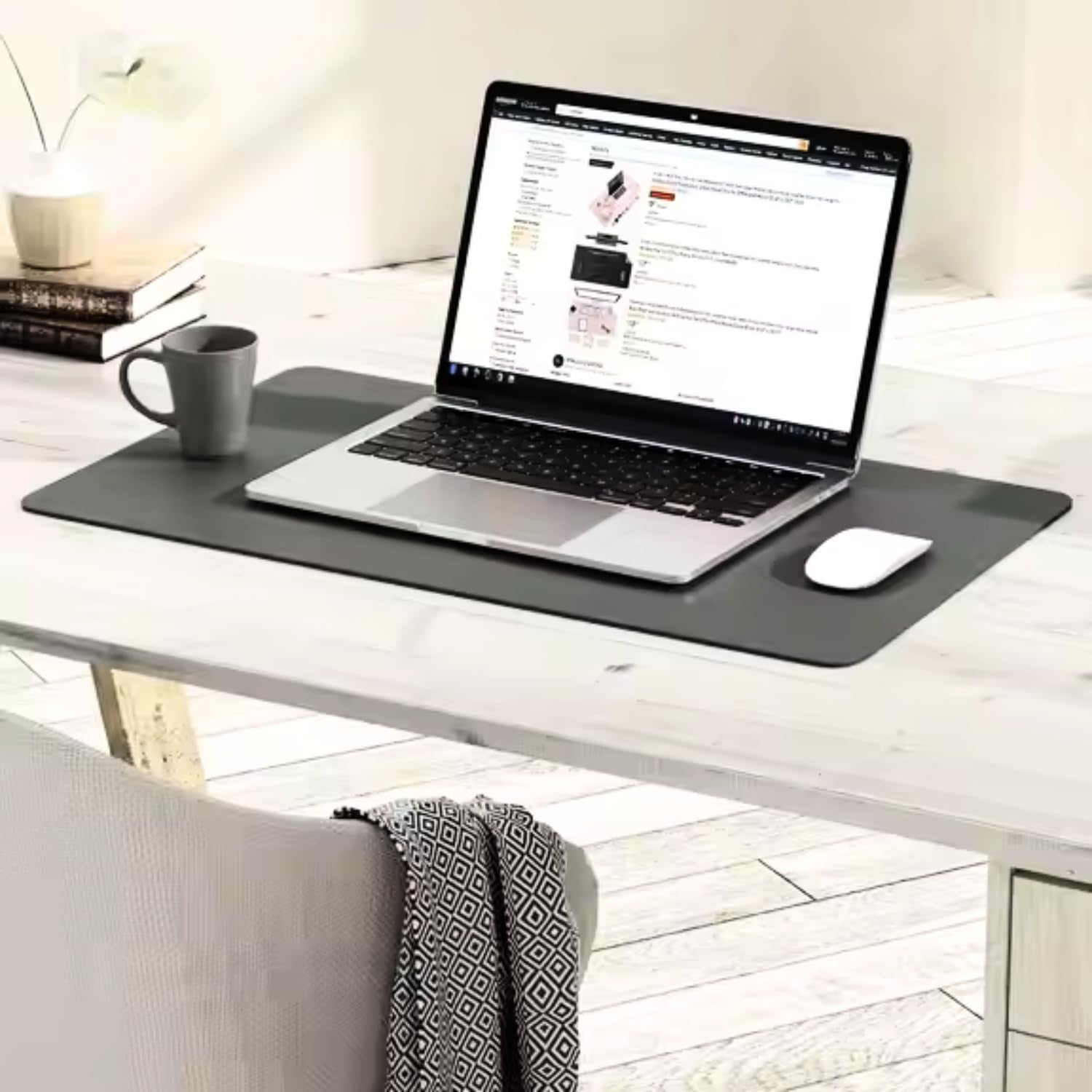 Large Desk Protector Mat 80x40cm - Office Computer Writing Pad for Laptop - Blotter Desktop Cover (Grey), 80 x 40 cm - Image 4