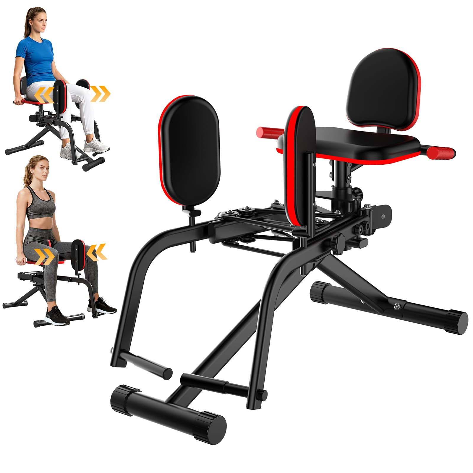 Hip Abductor Adductor Machine, 8-Level Adjustable Glute Machine, Hip Adduction Abduction Trainer for Home Gym, 2 in 1 Inner &amp; Outer Thigh Workout Equipment Booty Builder
