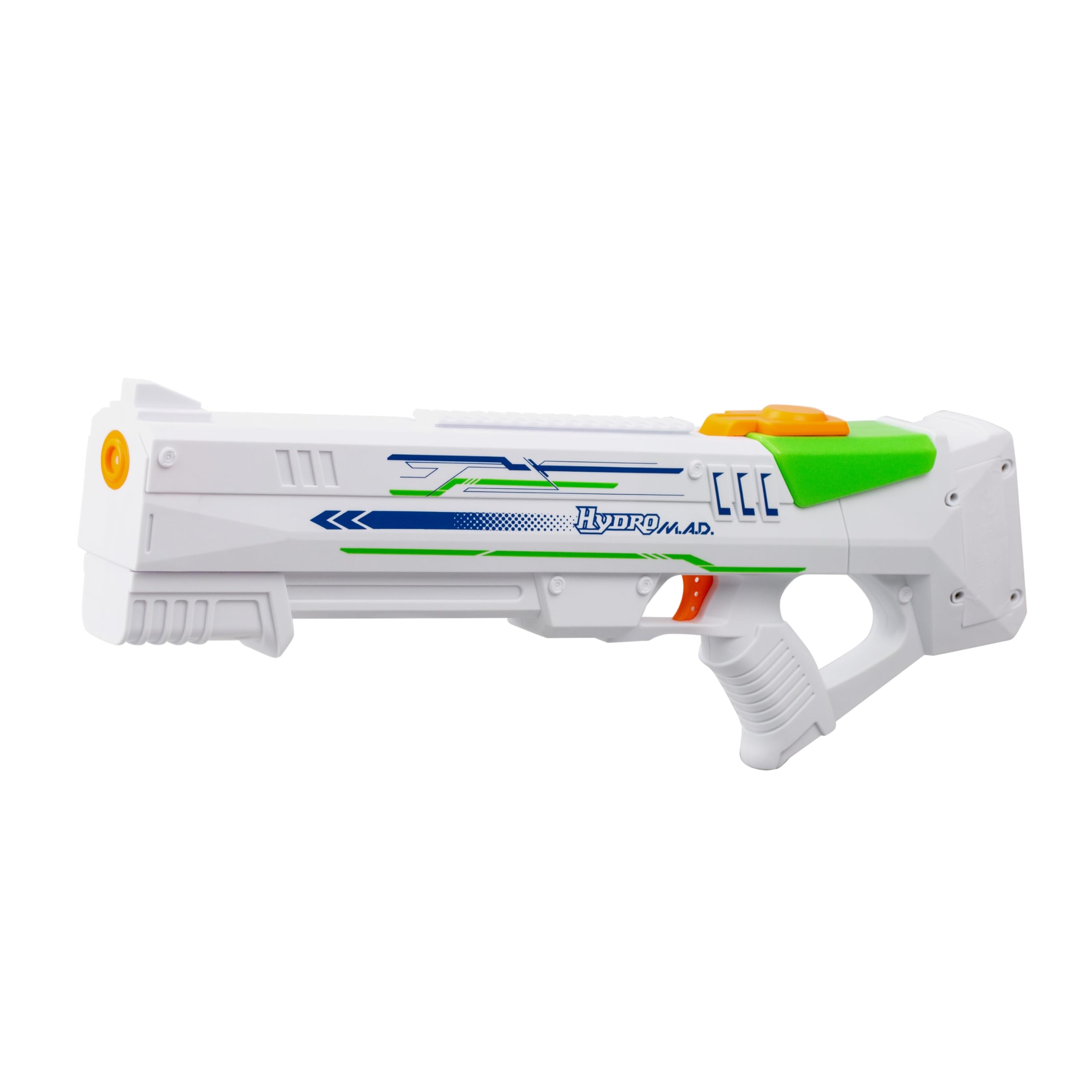 Bizak Hydro M.A.D. Pistola de Agua color Blanco, de tamaño grande, distancia hasta 10m, para juego al aire libre, lanzador de juguete para niños y niñas desde 8 años, (62001149-2) Bizak Laser X Revolution Double Blaster – pistola laser largo alcance, con recarga rápida y chalecos, regalo para niños y niñas a partir de 6 años (62948046)