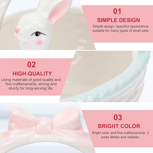 Miniatura 2 de Decoración de cesta de conejo de Pascua, figura de conejito de porcelana, adorno de escritorio para el hogar, decoración de fiesta de Pascua, adorno