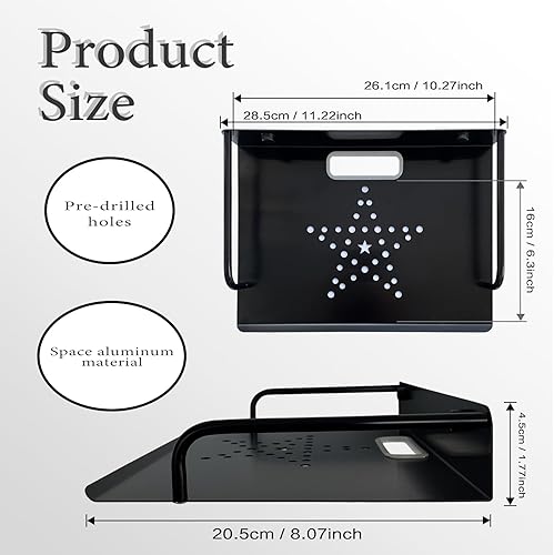 Miniatura 2 de NSRHMJ Alumimum - Soporte de pared de aleación para accesorios de TV, estantes flotantes de centro de entretenimiento, estante de metal AV debajo