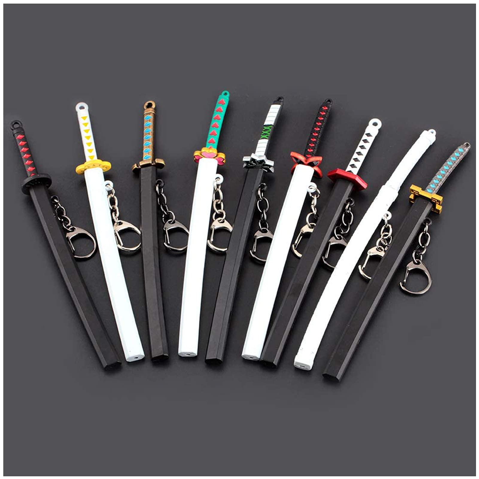 QAZX 2Pcs Mini Toy Katana Keychain, Kamado Tanjirou Sword