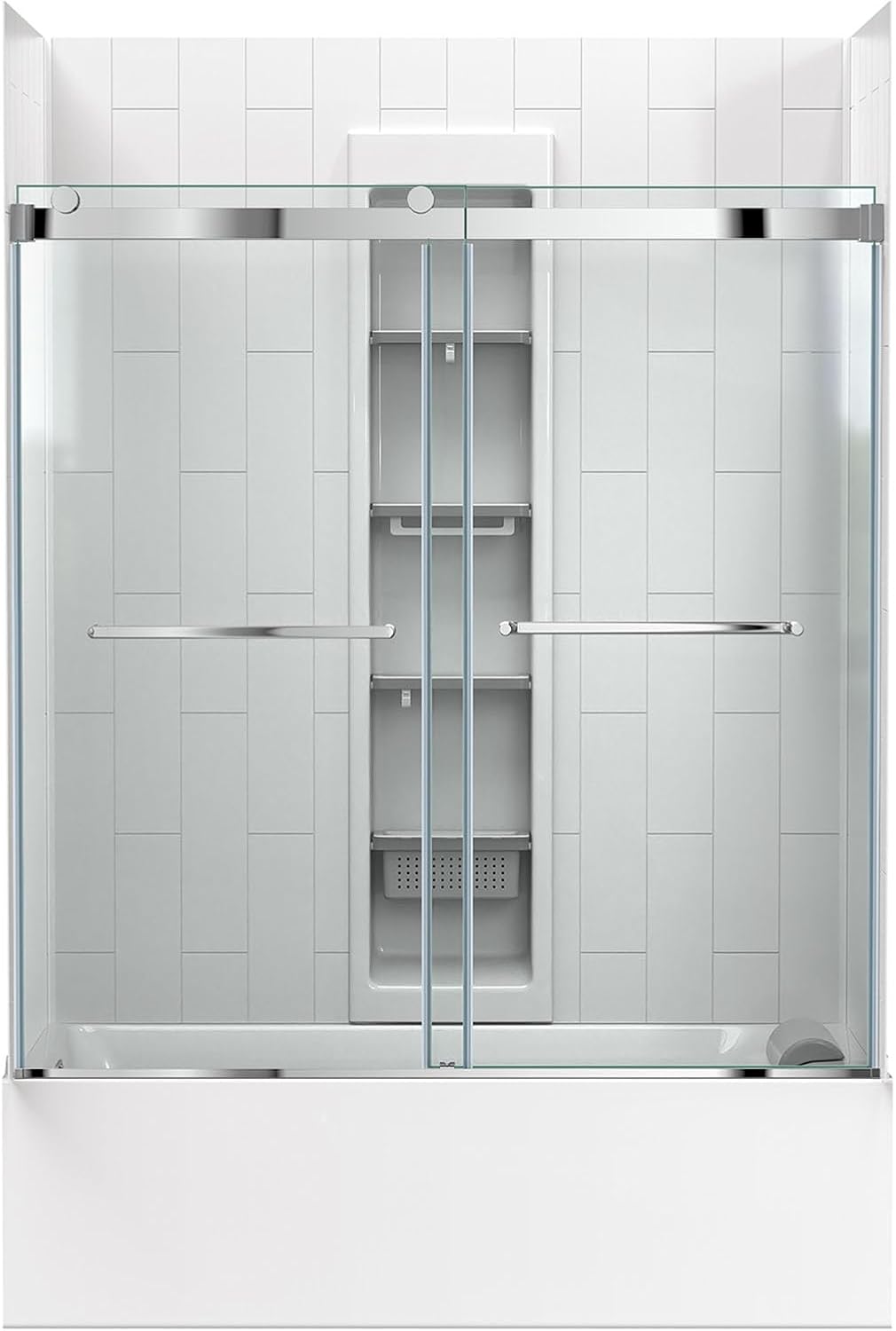 White Glossy Tile 72" Bathtub Wall Panels