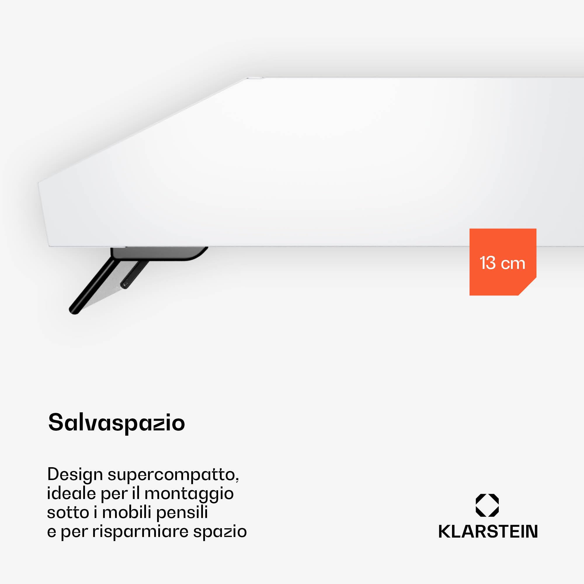 Klarstein Purista Force - Cappa Aspirante da Incasso, 60cm, 400 m³/ora, Doppio Motore, Touch LED, Efficienza Energetica C, Modalità di Scarico/Ricircolo, Illuminazione LED, Bianco