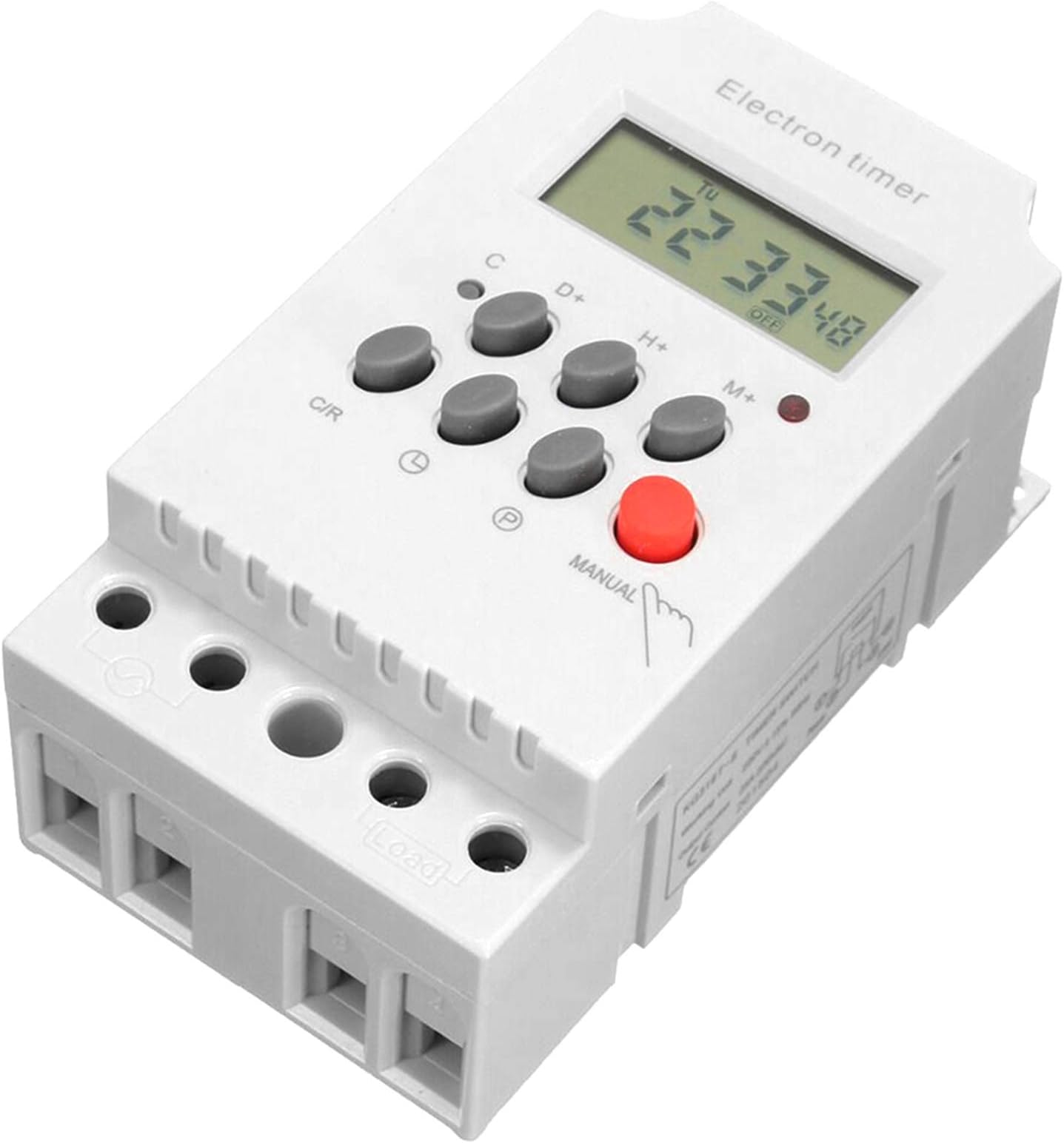 Electronic Timer, AC 220V 25A Digital Programmable Timer Din Rail Electronic Timer Time Switch Controller with LCD Display Clock