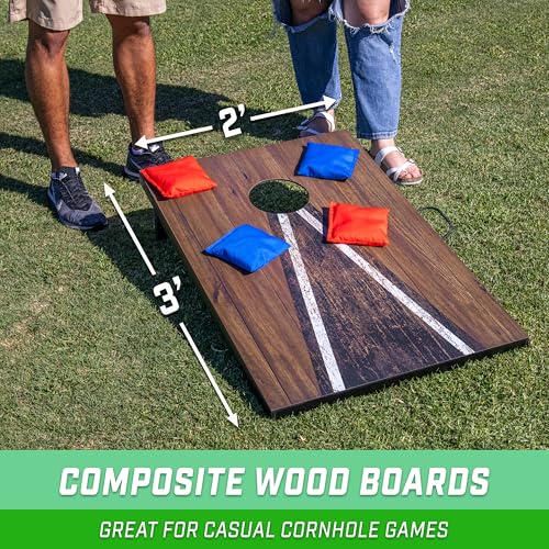 Image of GoSports 3 x 2 ft Cornhole Board Set - Portable Outdoor Toss Game for Adults & Family - Includes Set of 8 Bean Bags with Built-in Storage - Choose Your Style