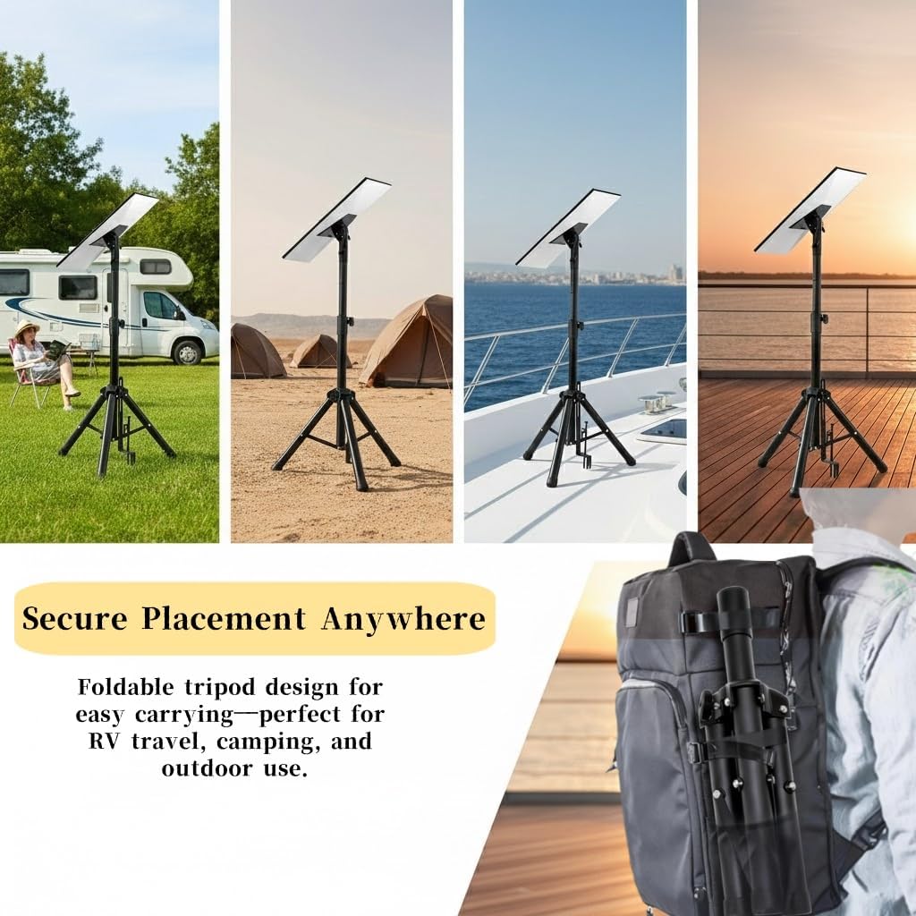 Adjustable Tripod Stand Compatible with Starlink Gen 3, Height Adjustable Antenna Tripod with Mount Adapter, 90° Tilt Angle Pipe Adapter, Stable Outdoor Use (Black)