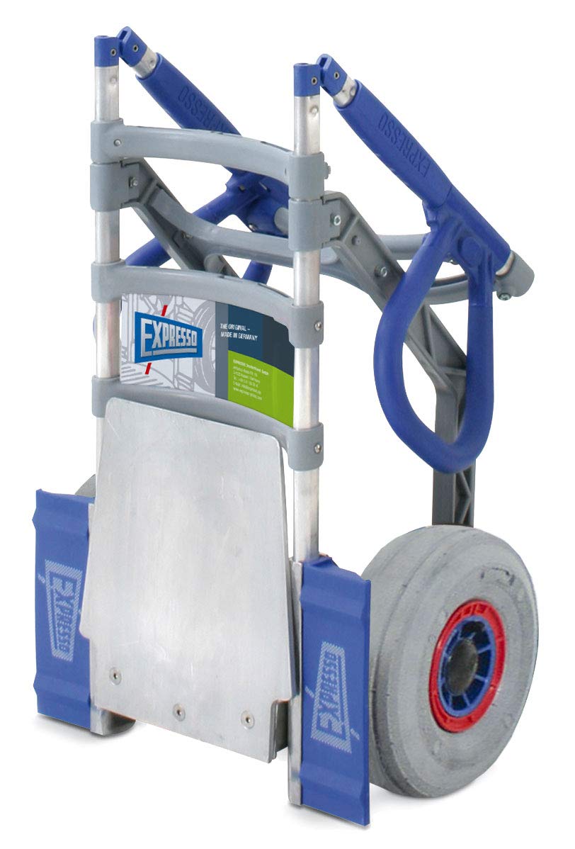 Vollmontierte EXPRESSO Alu Profi- Sackkarre klappbar / 120kg / graue Luftreifen für helle Böden / Schaufel L 24,5 x B 22 cm / AE27185123
