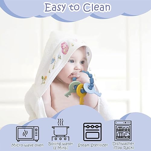 Miniatura 10 de YAPROMO Llaves de dentición para bebés de 6 a 12 meses, juguetes masticables para bebés y niños pequeños, lindas llaves de mordedor para bebé,