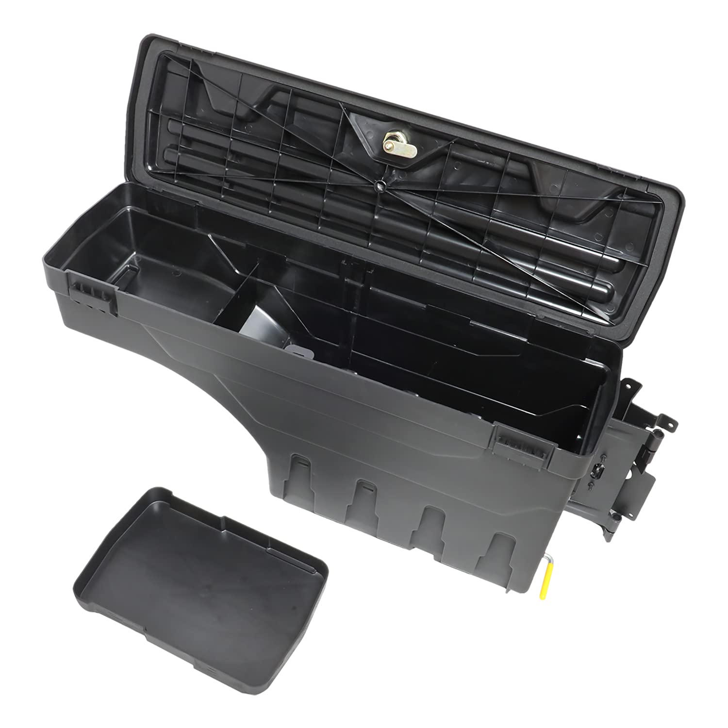 DNA Motoring ZTL-Y-0203 Passenger Side Truck Bed Storage Box Wheel Well Lock Box with Key & Mounting Hardware Compatible with 05-19 Tacoma Matte Black