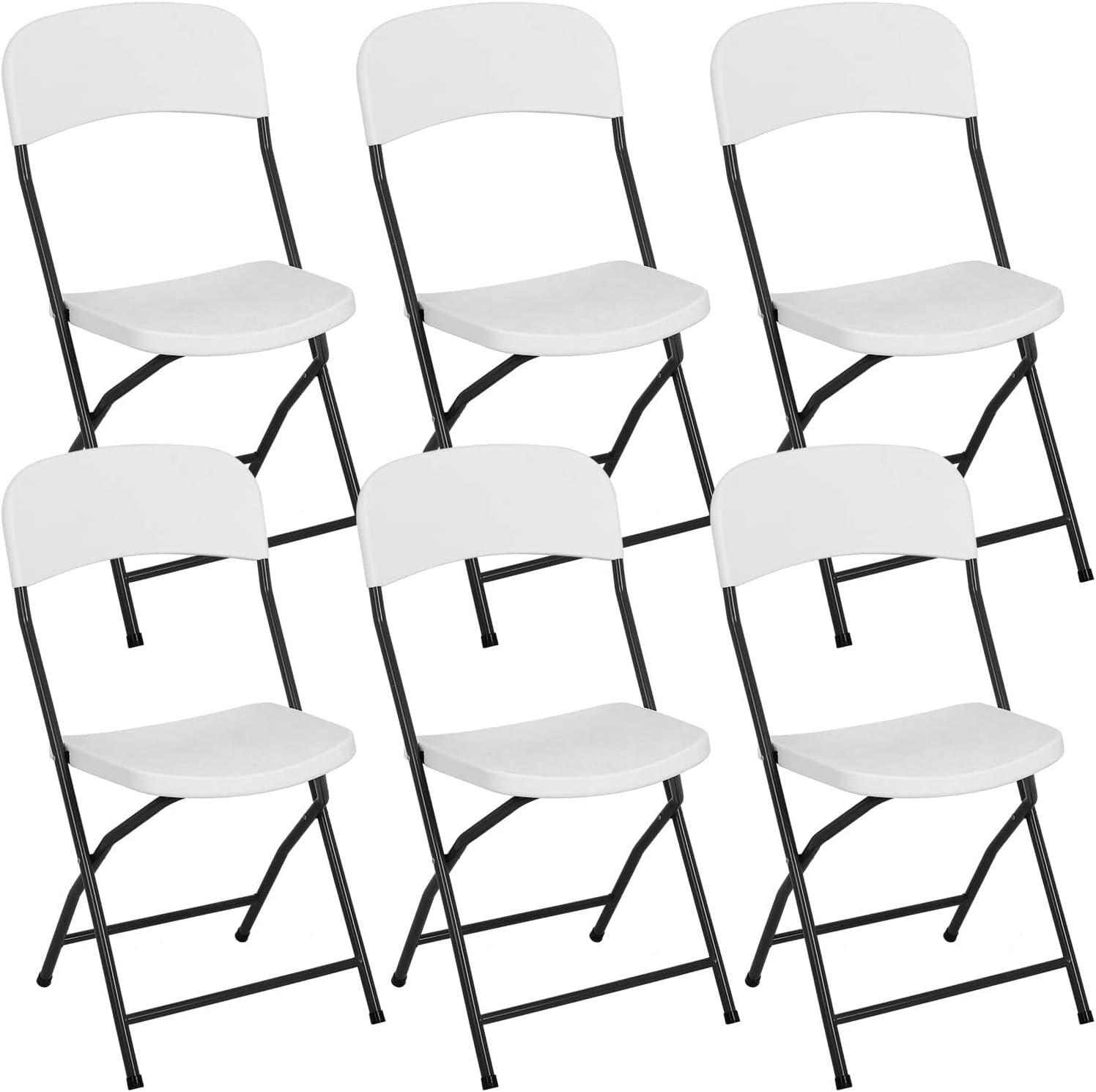 White Plastic Folding Chairs for Outside Set of 6, Foldable