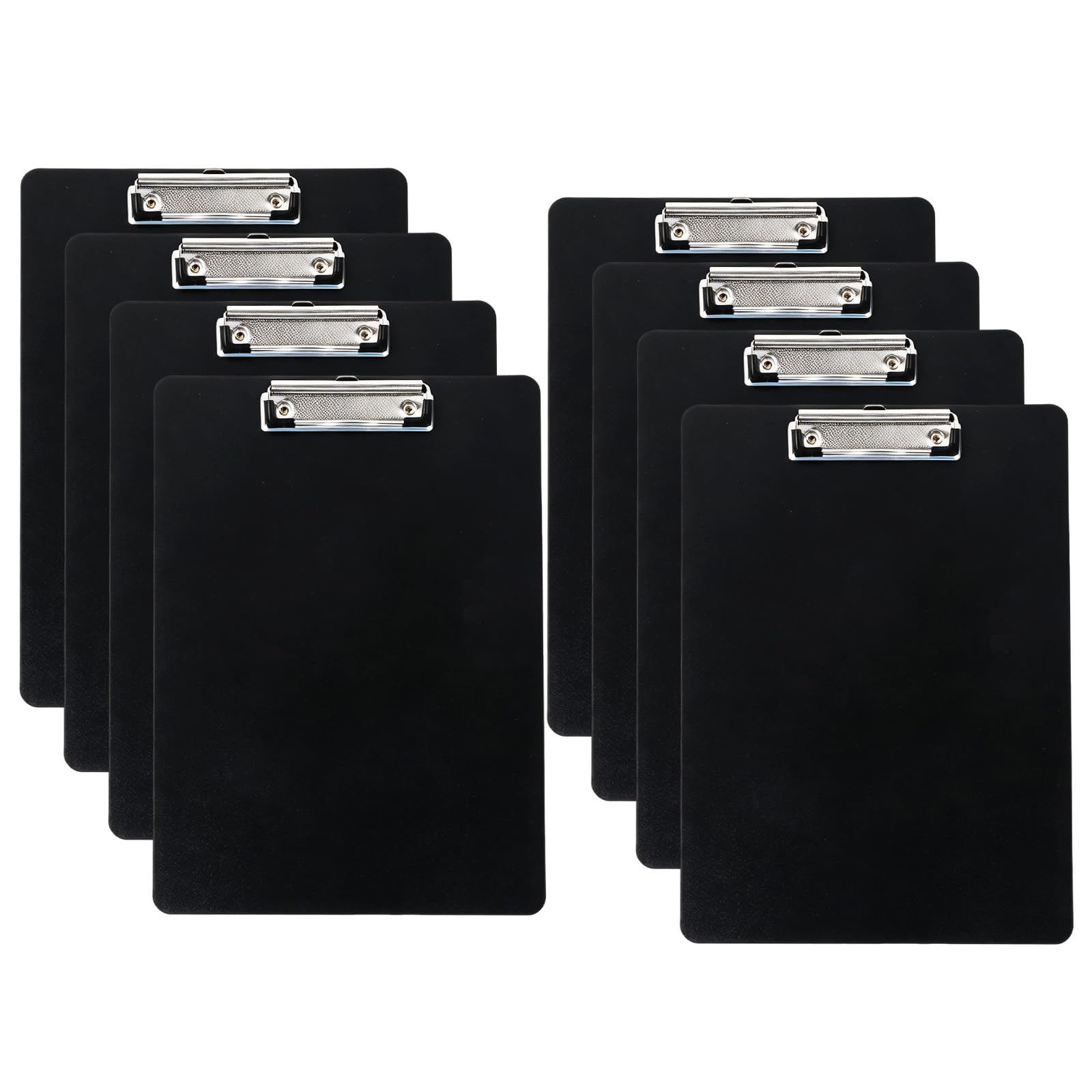 8 Pack A4 Black Plastic Clipboard Folders, 31.3 x 22.6 cm Portable Document Holders for Office Papers, Artworks, Invoices and Work Orders