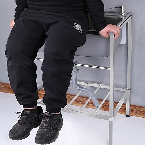 Miniatura 2 de Fregadero utilitario de acero inoxidable con grifo estación al aire libre para lavar preparación de cocina comercial para lavandería patio
