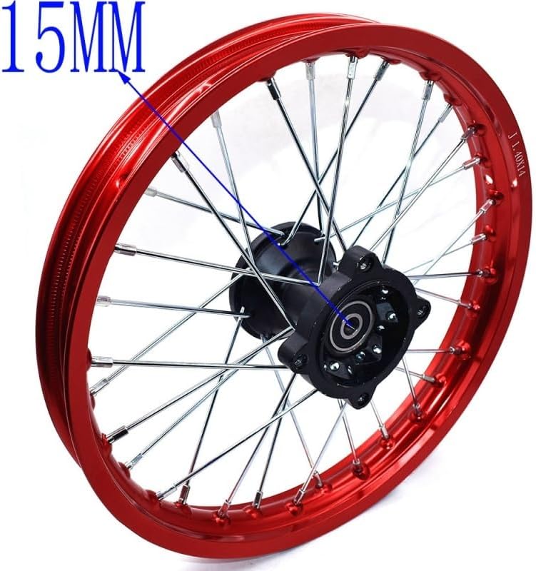 Suitable for Dirt Bike Racing 1.40-14 Black Inch Alloy Front Wheel Rim with 32 holes 60/100-14 tyre PIT PRO Trail BigFoot(15mm Red)
