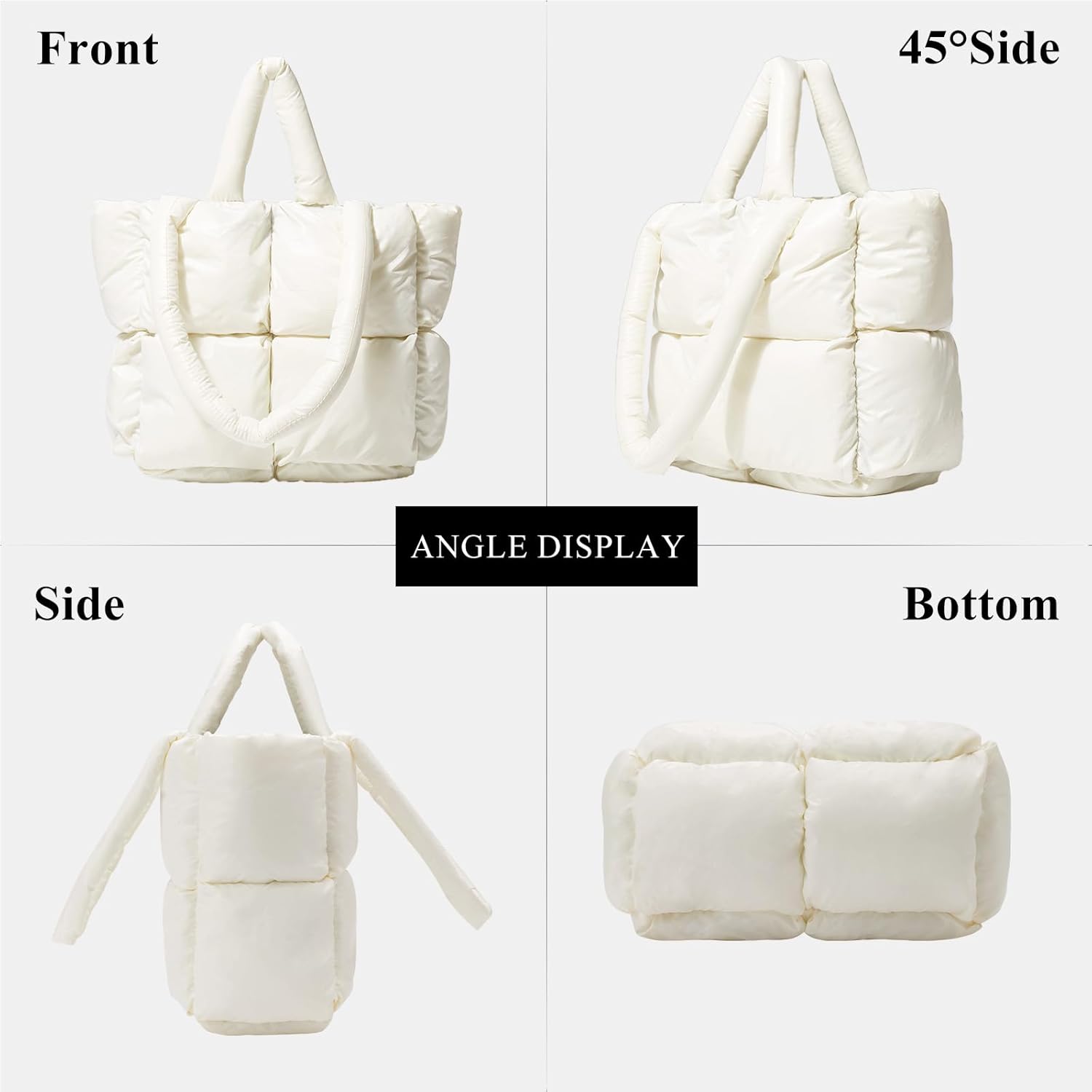 Puffer Tote Bag Soft Puffy Purses for Women Winter Light Down Cotton Padded Quilted Puff Shoulder Handbags | Puffer, Soft, Puffy, Winter, Light, Down Cotton - Image 4