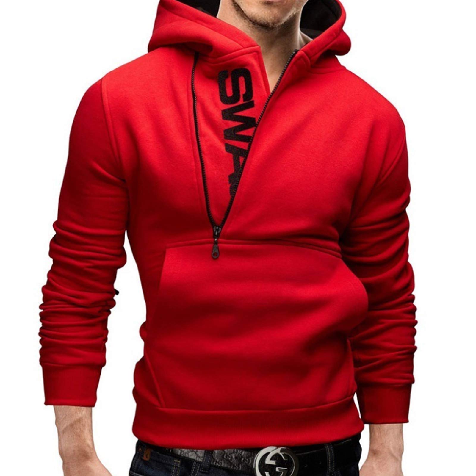 Sweat à capuche homme cachemire rouge 5XL manches longues pull grande taille chaud