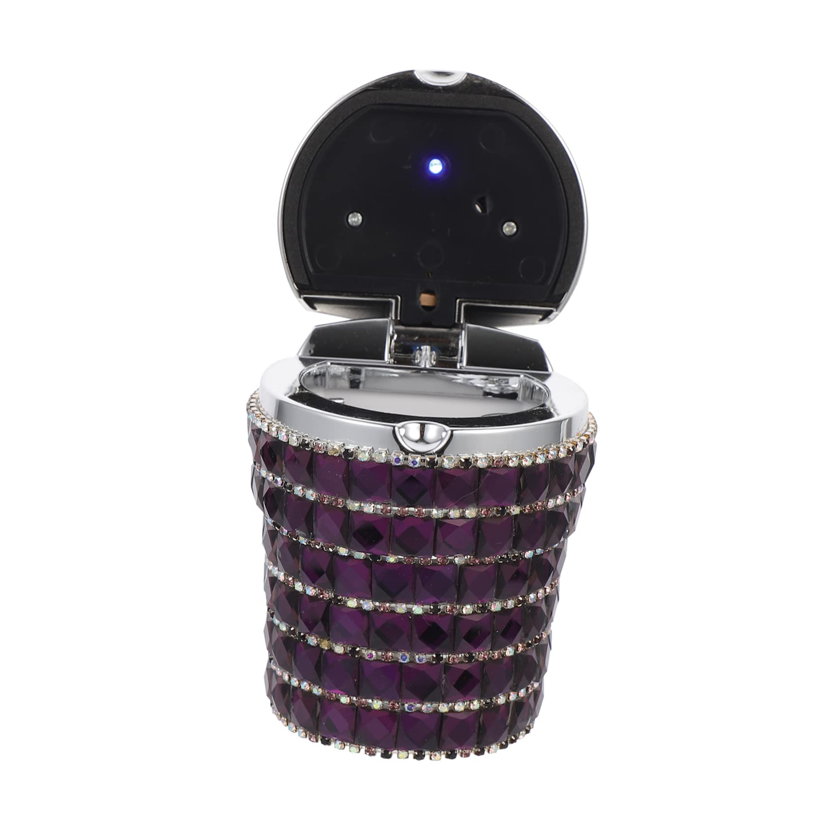 ABOOFAN LED Light Car Ashtray with Lid Durable Rhinestone Design Sealing Function for for Night Use Vehicles Fit for Auto Models
