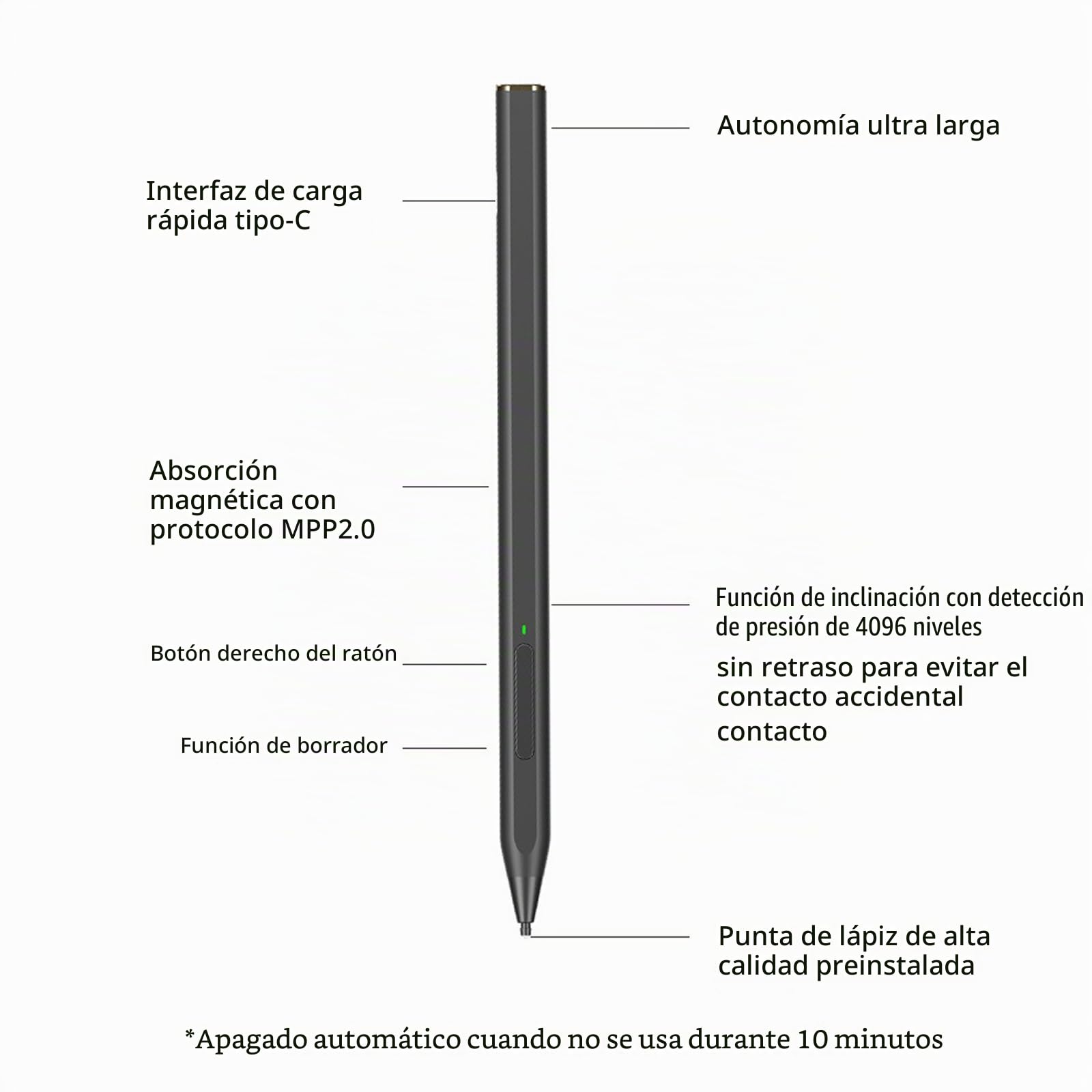 C581S - Lápiz digital MPP 2.0 compatible con HP MPP 2.0 Tilt Pen (3J122AA) para HP Pavilion x360 Pen Envy x360 Pen Spectre x360 Pen Spectre x360 Pen, 4096 sensibilidad a la presión, color negro