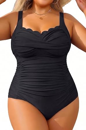 Plus Size One Piece Swimsuit- Tummy Control Full Coverage Bathing Suit