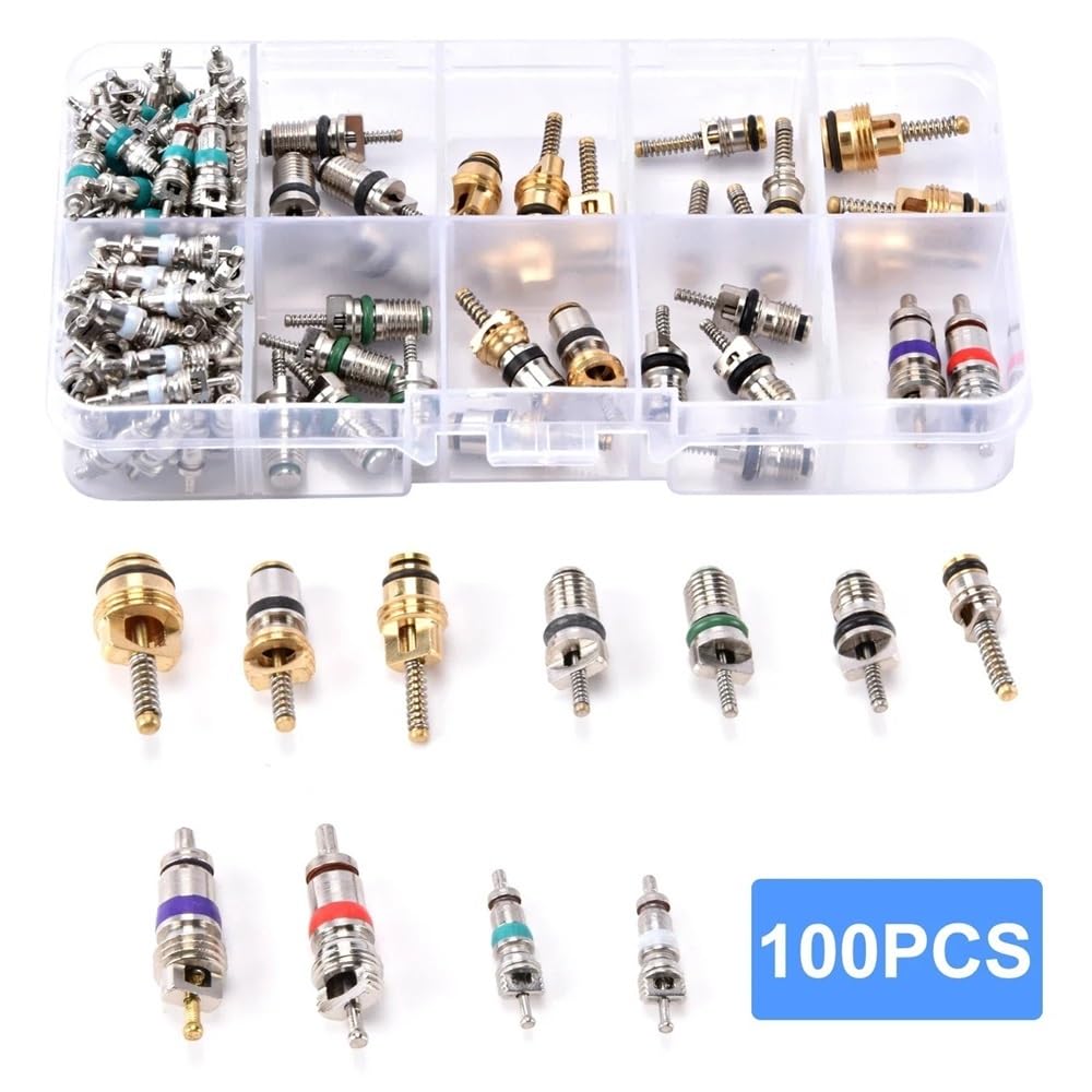 100Pcs R134A Auto A/C Core Ventile Automotive Klimaanlagen Ventil Kerne Remover Tool Kit