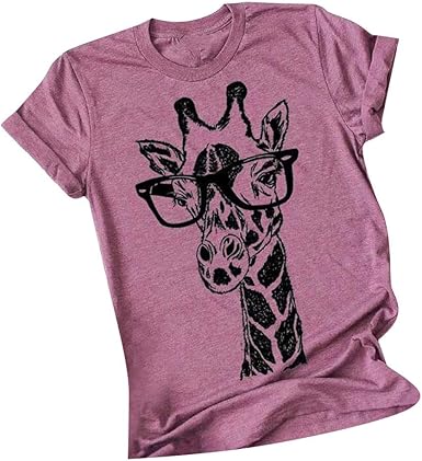 Giraffe with glasses t shirt Clearance