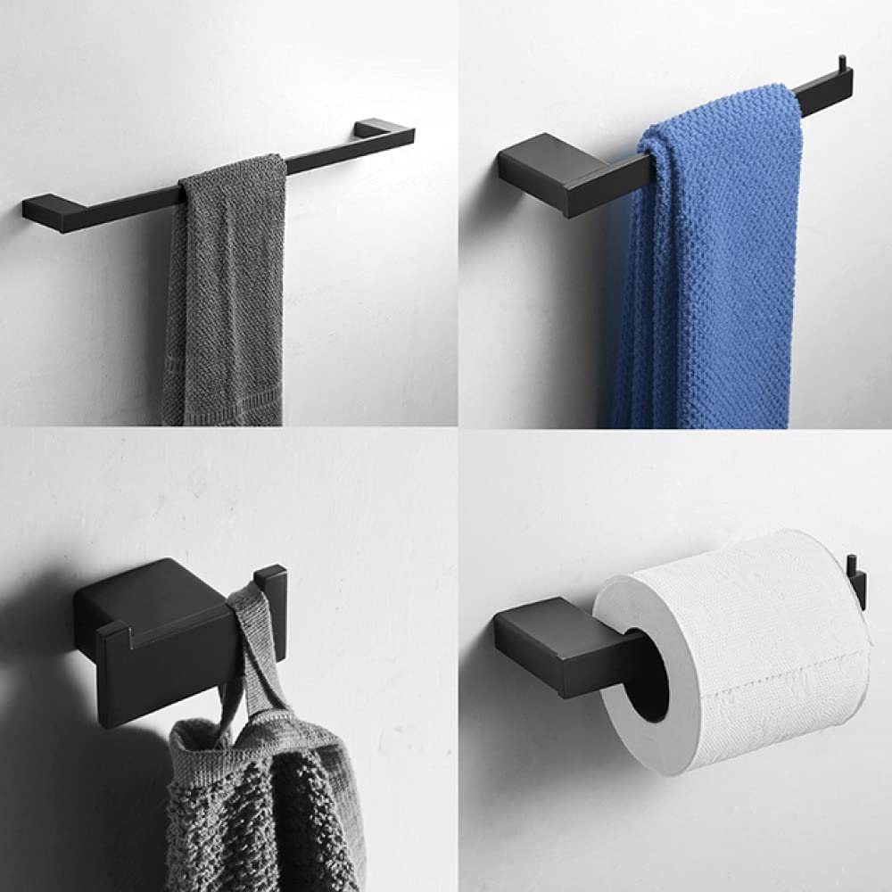 Juego de Accesorios de baño Negro Mate, Gancho para Bata Negro, Barra de Toalla, Soporte para Papel higiénico, Accesorios de baño, Estilo B, Juego, como se Muestra