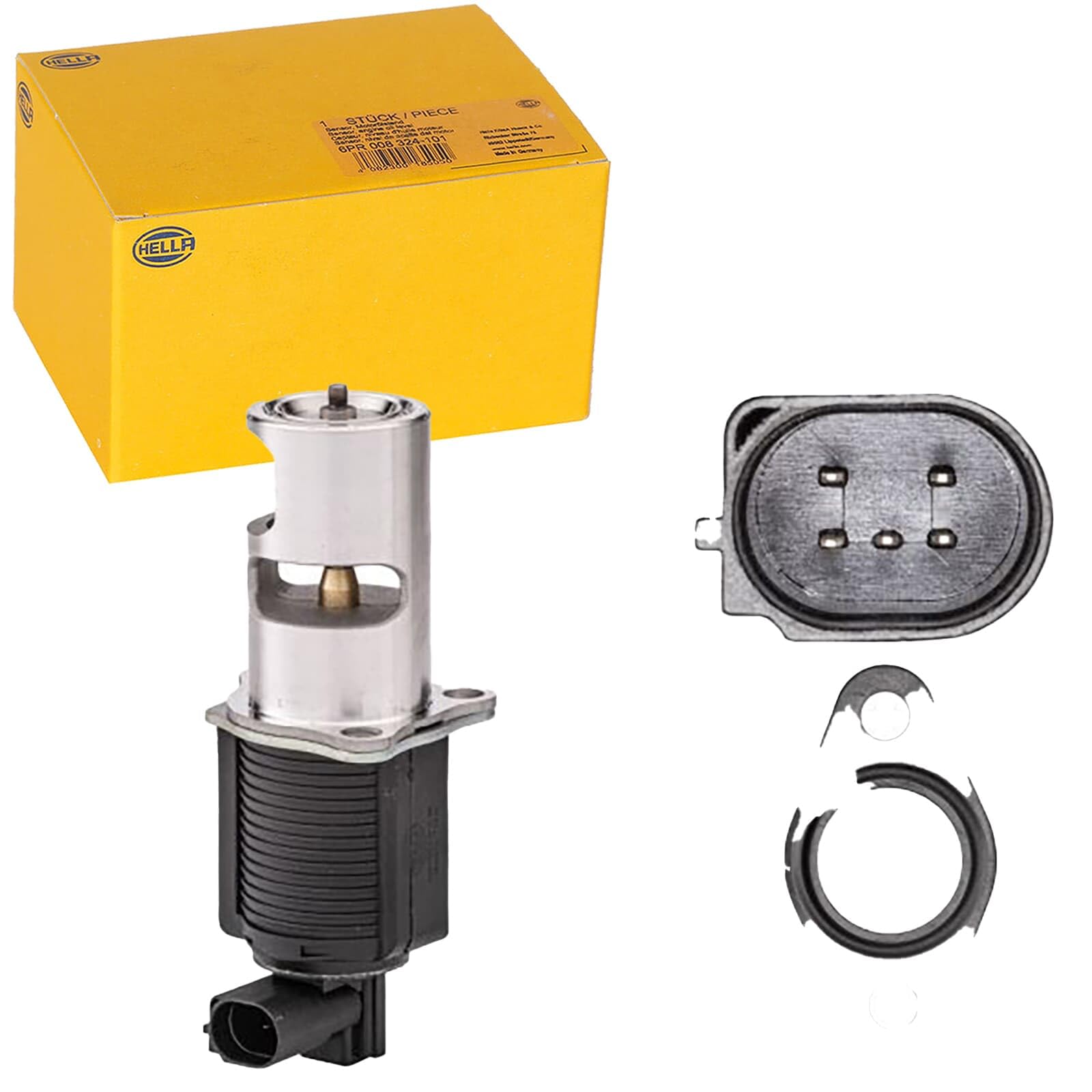 HELLA 6NU 014 864-481 Válvula EGR - eléctrico - 5polos - con junta | 6NU 014 864-481 apto para Logan Sandero