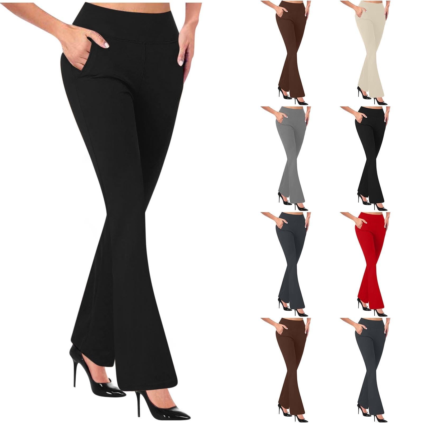 Pantaloni svasati da donna a vita alta, neri, leggings da yoga con tasche