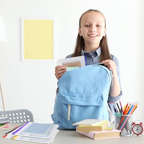 Miniatura 7 de Zonon 30 bolsillos para carpeta, 3 agujeros, con cremallera, tamaño carta, bolsas con cremallera, PVC transparente, 3 anillas, bolsas para archivar