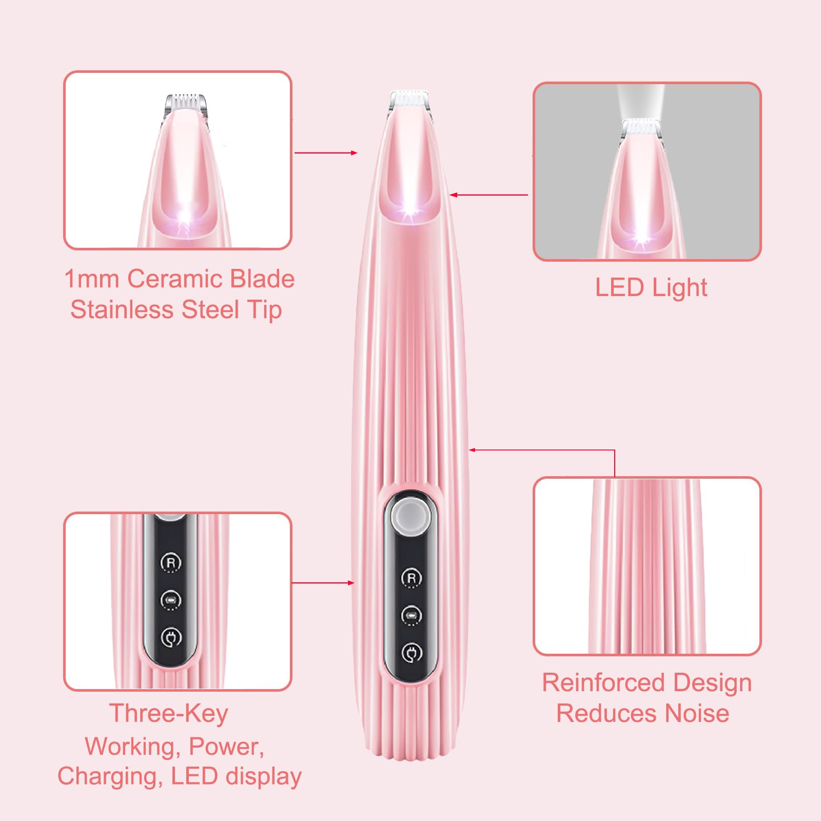 Upgraded Dog Paw Trimmer,Waterproof Rechargeable Pet Shaver(LED + Display),10MM Low Noise Blade for Dogs/Cats Paws Eyes Ears - Image 4