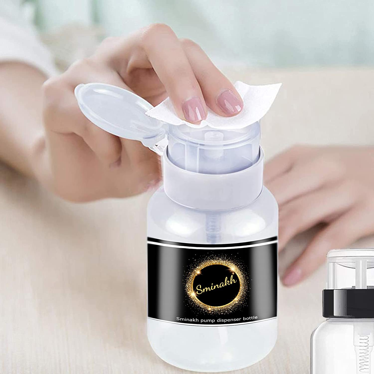 Sminakh 3 Pcs Pump Bottle Empty Push Down Pump Dispenser Bottle Empty Lockable Nail Polish and Makeup Remover Acetone container (Multicolor) 2