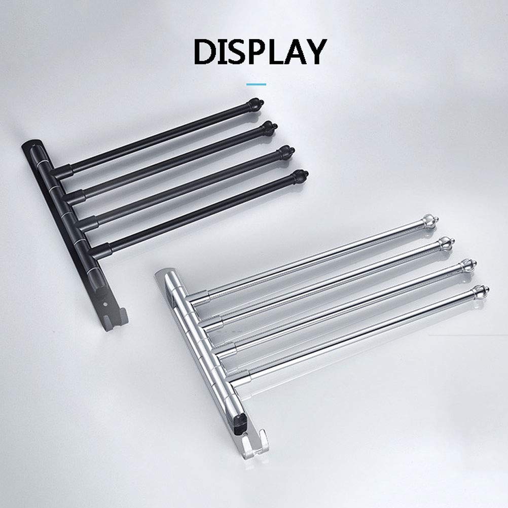 Soporte para toallero montado en la Pared, 180 Giratorio, toallero de Acero Inoxidable 304 para baño, toallero Multicapa con 2 Ganchos, Negro, 4 Capas (Negro, 5 Capas)