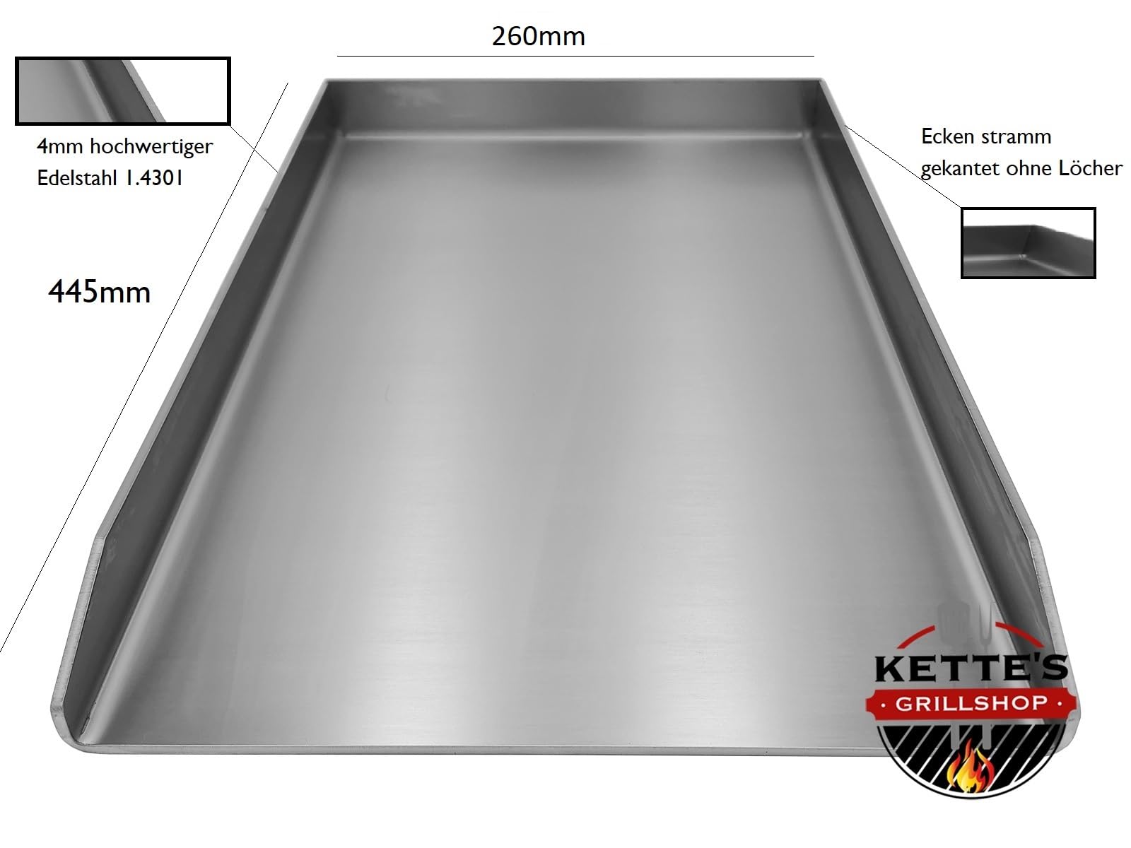 Plancha/piastra di griglia/piastra di cottura/acciaio inox (445 x 260 mm) compatibile Weber Spirit serie 200