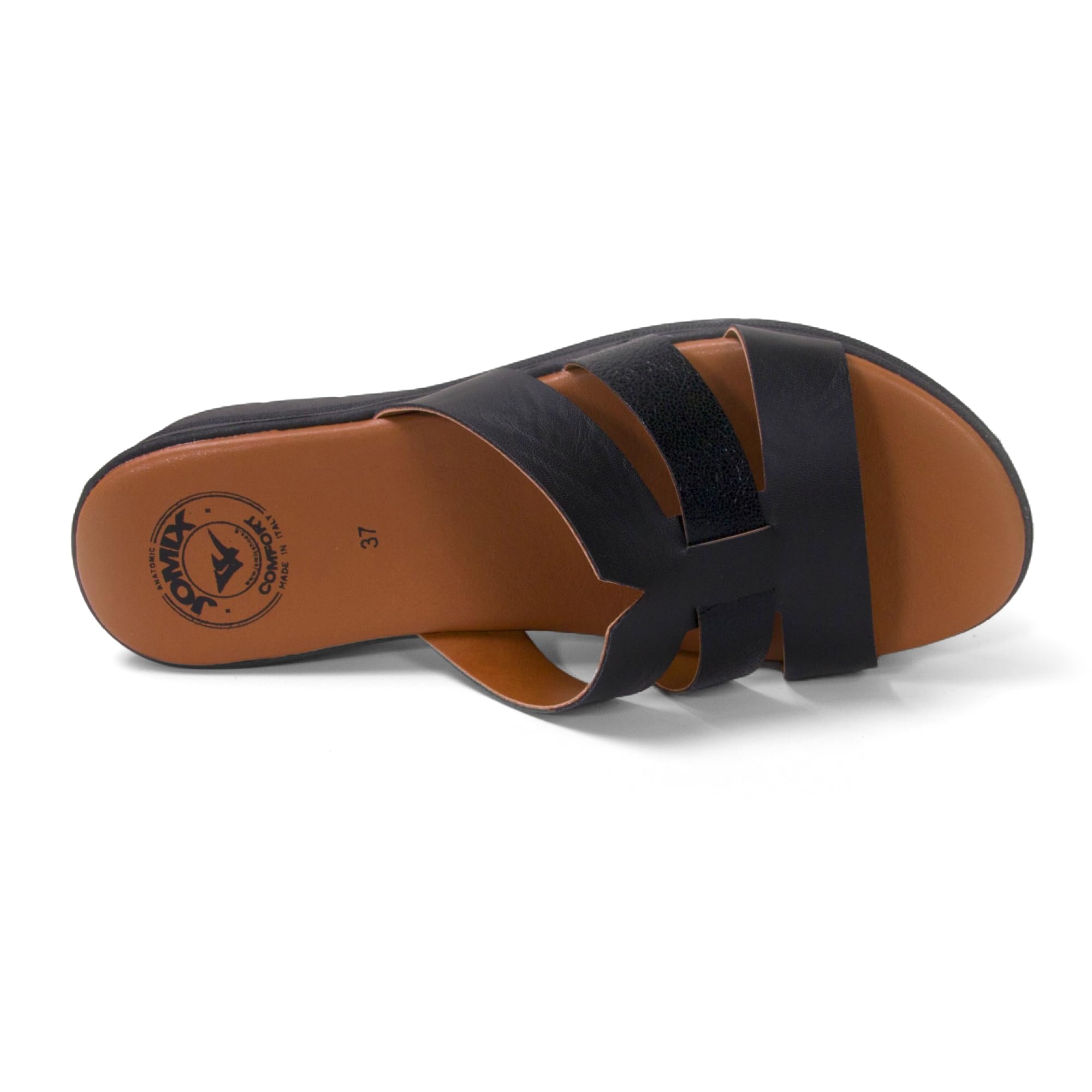 JOMIX Sandalias de mujer de verano con cuña, sin correa, bandas múltiples suaves, plantilla amortiguada, suela antideslizante ligera y flexible, fabricadas en Italia
