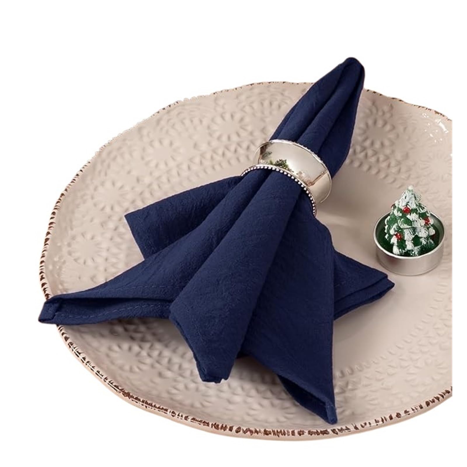 Weqyfdc Blue Linen Napkins 64Pcs Napkin Cloths Dark Green 30X45cm Cotton Fabric Serviette Kitchen Tea Table Towels For Farmhouse Wedding Decoration(Blue)