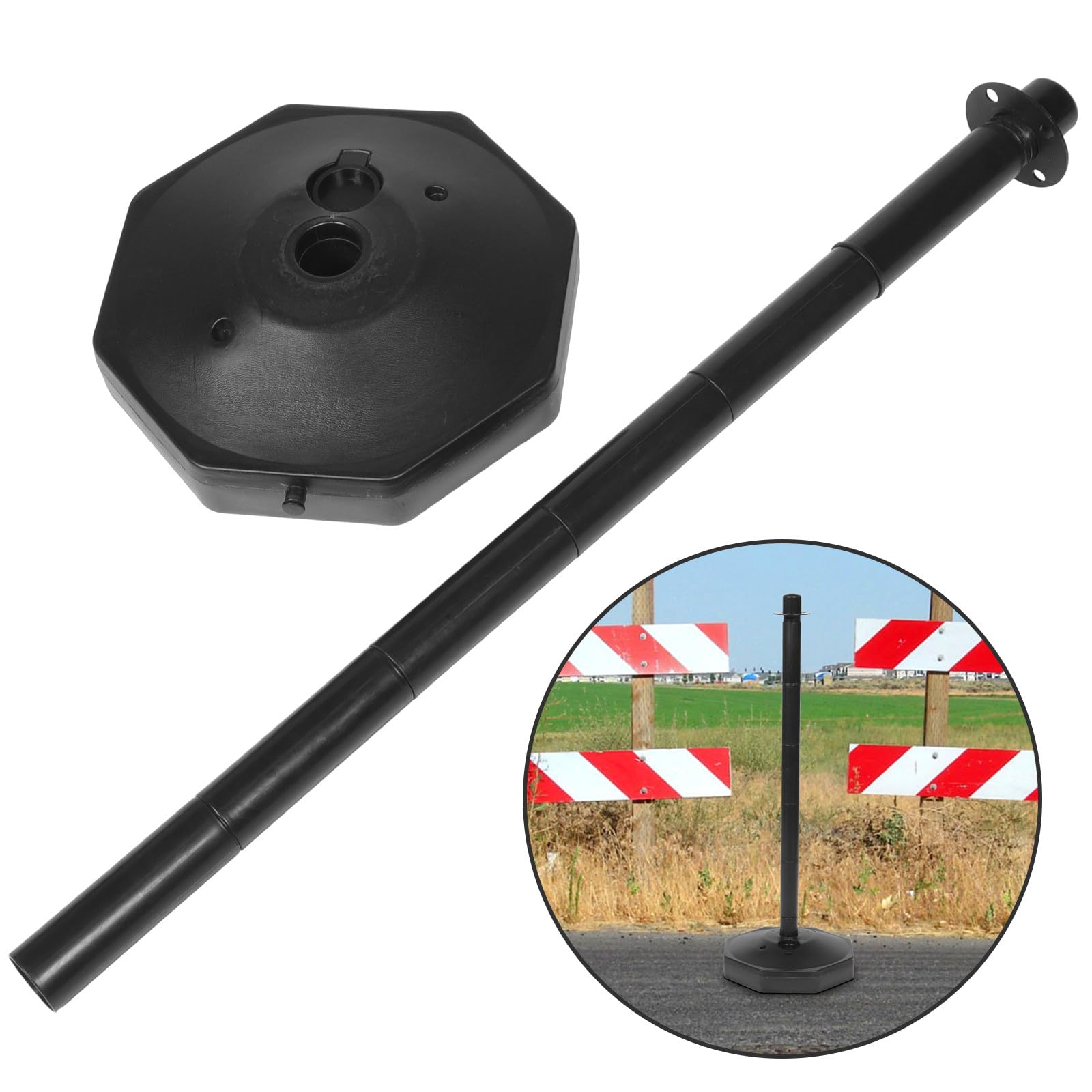 Outdoor Crowd Control Ber - Bolardo seguro de polietileno negro con suave, ideal para advertencia de entrada, eventos y apoyo seguro para el público
