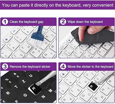 Replacement English Keyboard Letter Stickers, Universal English Keyboard Stickers with Black Background and White Lettering for PC Computer Laptop Desktop(3PCS,English)