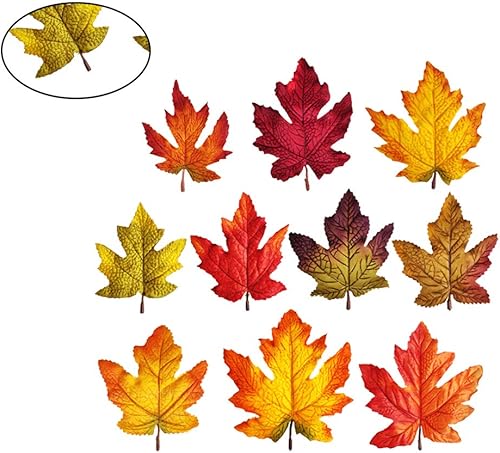 Miniatura 3 de Amosfun 40 hojas de arce artificiales para decoración de hojas de otoño de Acción de Gracias, hojas de otoño para arte, álbumes de recortes, boda,