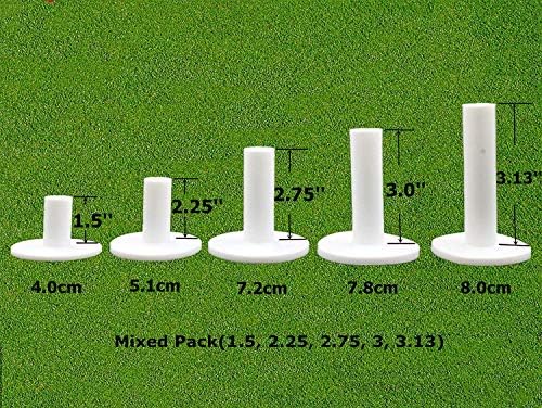 FINGER TEN Golf Rubber Tees for Driving Range Mats Value 5 Pack, Mixed Size or 5 Same Size Color White and Black Durable for Practice Mat Top Holder fit Indoor Outdoor