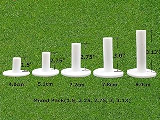 FINGER TEN Golf Rubber Tees for Driving Range Mats Value 5 Pack, Mixed Size or 5 Same Size Color White and Black Durable for Practice Mat Top Holder fit Indoor Outdoor