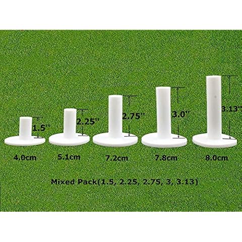 FINGER TEN Golf Rubber Tees for Driving Range Mats Value 5 Pack, Durable for Practice Mat Top Holder Indoor Outdoor (White, Mixed Size) Cover