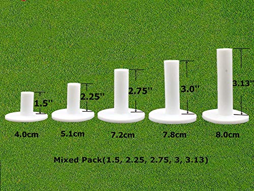 FINGER TEN Golf Rubber Tees 5 Pack, White, Mixed Size