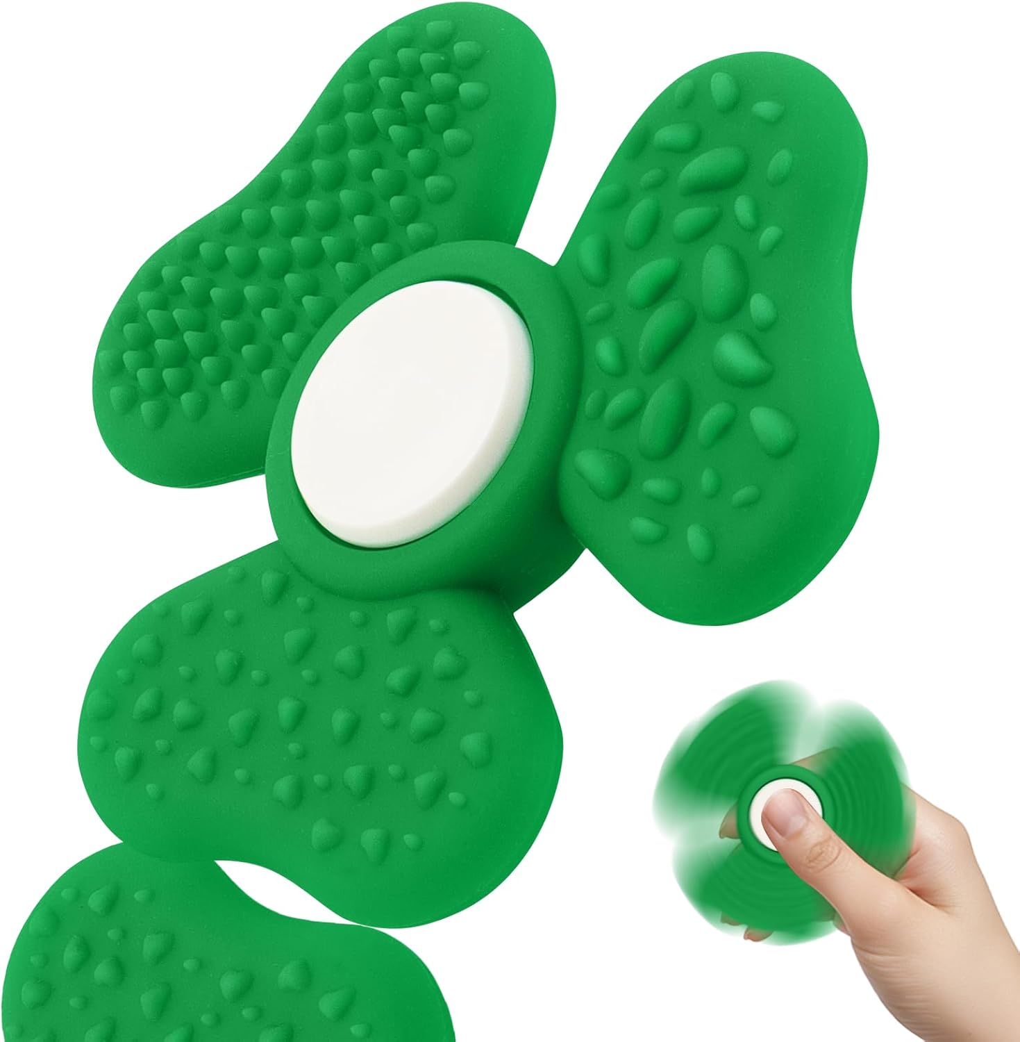 2026 Funny Squishy Toys for Teens/Boy/Kids,Soft Silicone Fidget Hand Spinner,Anxiety Release Items for Adults (3 Leaf)