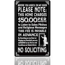 ASIJUNTYECHO No Soliciting Sign for House Front Door Iron Plaque Decorative Funny Sign For Front Door to Discourage Uninvited Guest
