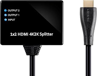 Monoprice Blackbird 4K 1x2 HDMI Pigtail Splitter -Black | 4K @ 30Hz, HDCP Compliant, Gold Plated Connectors, and 10.2Gbps Bandwidth (115252)