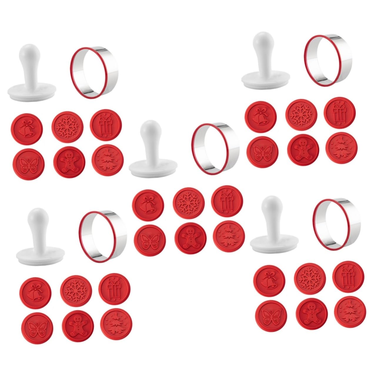 Alipis 5 Set timbro biscotto timbro per biscotti resistente all'usura de para gelatinas biscotti natale natalizi per cioccolato in silicone fornitura di pp rosso